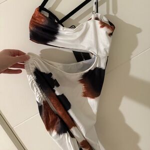 Fashion nova single shoulder cow print bodycon dress new with tags